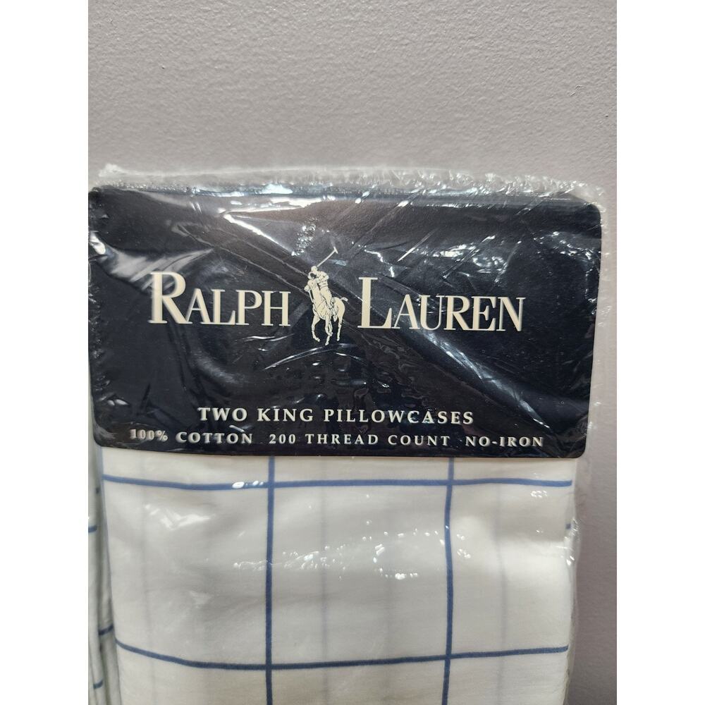 Vintage Ralph Lauren Two King Pillow Cases Latham Blue